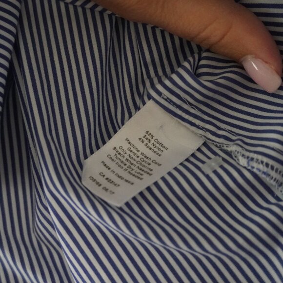 Talbots Boat Neck Collared Blouse Striped 3/4 Sleeve - Picture 5 of 10